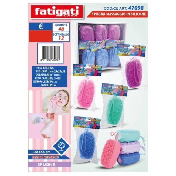 SPUGNA MASSAGGIO IN SILICONE ART.47098 - COLORI ASSORTITI SPUGNA MASSAGGIO IN SILICONE ART.47098 - COLORI ASSORTITI