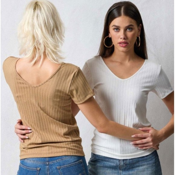 JADEA - MAGLIA A COSTE SCOLLO V DONNA COD.4761 - COLORI ASSORTITI