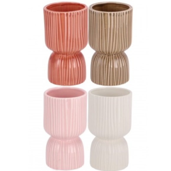 VASO IN  CERAMICA "ROBIN"  D8XH15 CM - COLORI ASSORTITI 