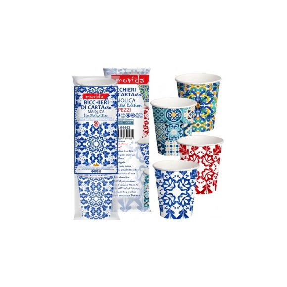BICCHIERI BIO PER ACQUA MOVIDA DECORATO - 50 PEZZI