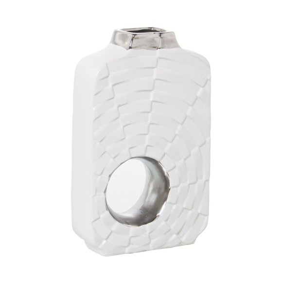 VASO CERAMICA ARGENTATO E BIANCO