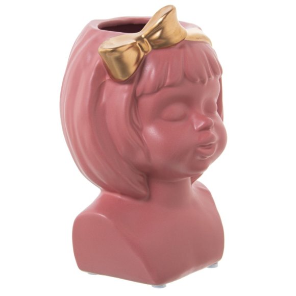 VASO CERAMICA BUSTO BAMBINA ROSA