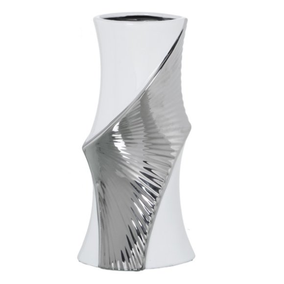 VASO CERAMICA BIANCO-ARGENTO 53793