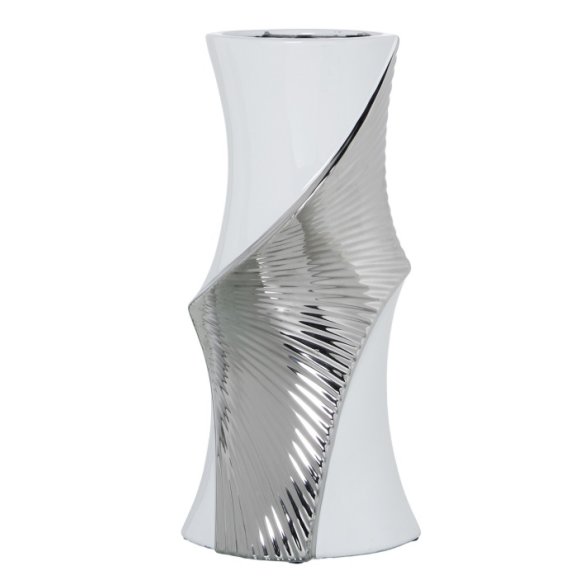 VASO CERAMICA BIANCO-ARGENTO 53794