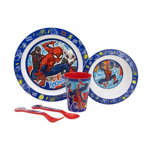 SPIDER-MAN SET 5 PEZZI PLASTICA ST83550 | SET PAPPA MARVEL BAMBINI
