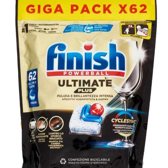 DETERSIVO LAVASTOVIGLIE FINISH QUANTUM ULTIMATE PLUS POWERBALL - 62 CAPS