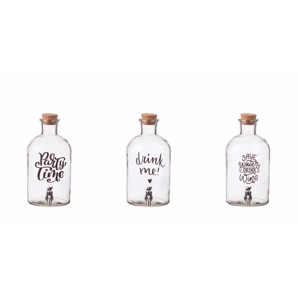 DISPENSER VETRO CON TAPPO IN SUGHERO - DECORI ASSORTITI