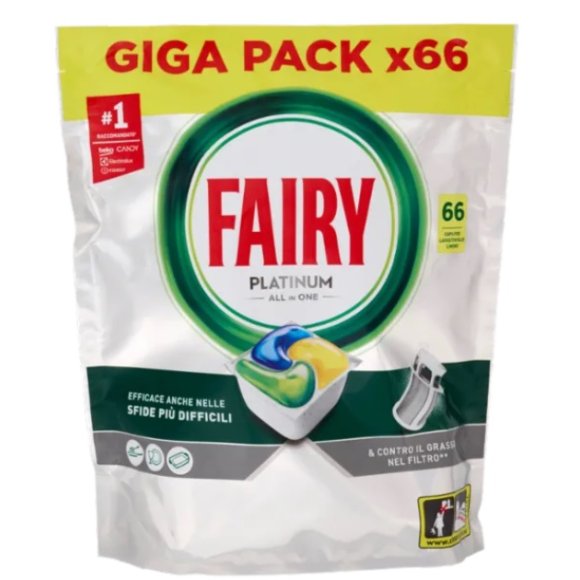 FAIRY PASTIGLIE LAVASTOVIGLIE PLATINUM ALL IN ONE, DETERSIVO PIATTI LIMONE 983 G - 66 CAPSULE FAIRY PASTIGLIE LAVASTOVIGLIE PLATINUM ALL IN ONE, DETERSIVO PIATTI LIMONE 983 G - 66 CAPSULE