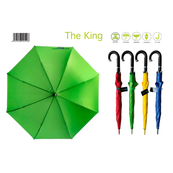 Ombrello Lungo Automatico Size XL - linea Brello - 8 stecche in fibra colorata  