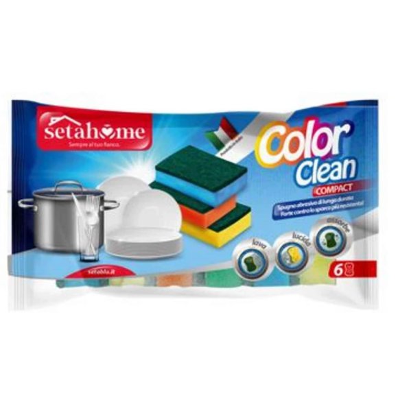 SPUGNA CASA COLOUR CLEAN 6PZ