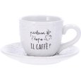 SERVIZIO CAFFE IN CERAMICA PER 2 PERSONE - 2 COLORI ASSORTITI
