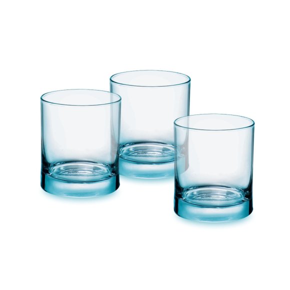 Bormioli Rocco - Set 3 Bicchieri Acqua "Iride" Azzurro 25 cl 