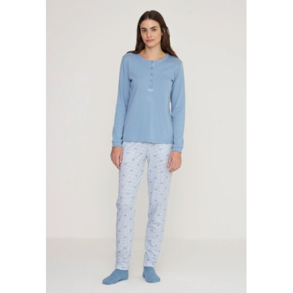 NOIDINOTTE - PIGIAMA DONNA COD.FA8801PB402 - AZZURRO