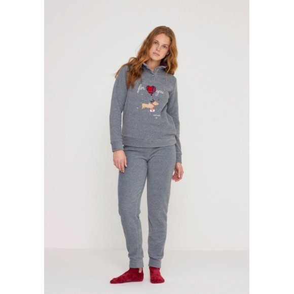 NOIDINOTTE - PIGIAMA DONNA MICROPILE COD. FA8890PB402 - VERDE SALVIA