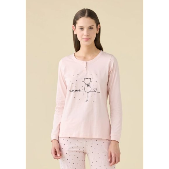 NOI DI NOTTE PIGIAMA DONNA MANICA LUNGA ART.FA009464 - ROSA 