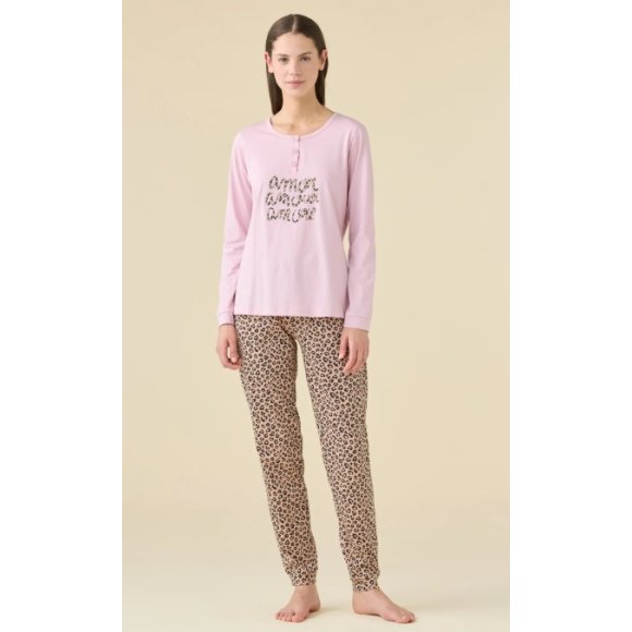 NOI DI NOTTE PIGIAMA DONNA MANICA LUNGA ART.FA009468 - ROSA/MACULATO 