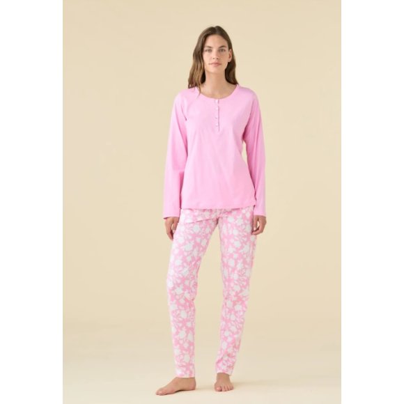 NOI DI NOTTE PIGIAMA DONNA MANICA LUNGA MODELLO FLORET ART.FA009471- COLORI ASSORTITI 