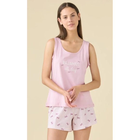 NOI DI NOTTE PIGIAMA DONNA SPALLA LARGA ART.FA009616  - ROSA 
