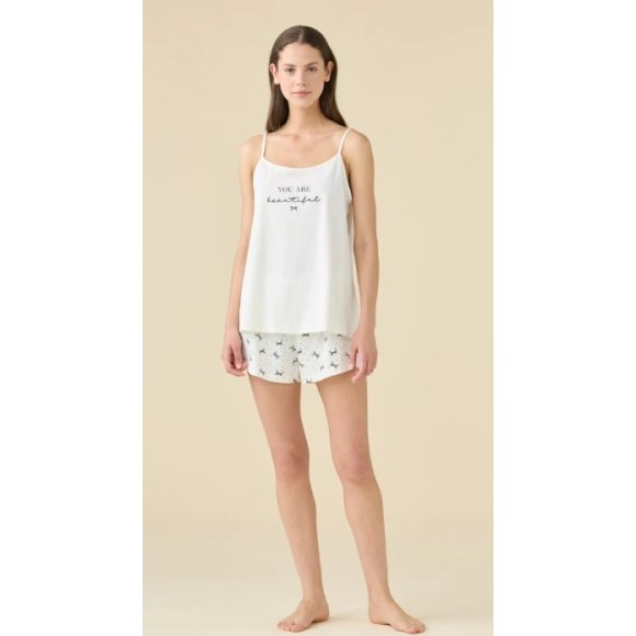 NOI DI NOTTE PIGIAMA DONNA CORTO A BRETELLINA ART.FA009632 - PANNA 