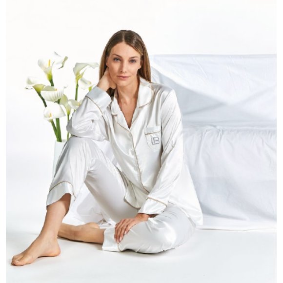 LAURA BIAGIOTTI - PIGIAMA DONNA APERTO MANICA LUNGA COD. 96842 - COLORI ASSORTITI