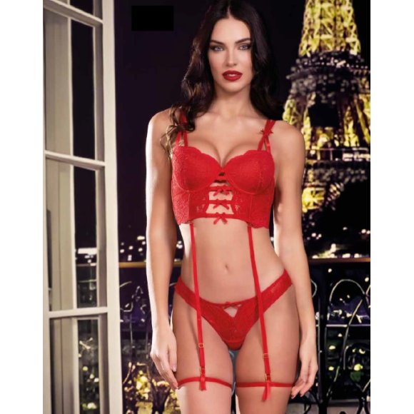 LOVE AND BRA NATALE COORDINATO DONNA CORSETTO BALCONCINO+ SLIP ART.98199 - ROSSO LOVE AND BRA NATALE COORDINATO DONNA CORSETTO BALCONCINO+ SLIP ART.98199 - ROSSO