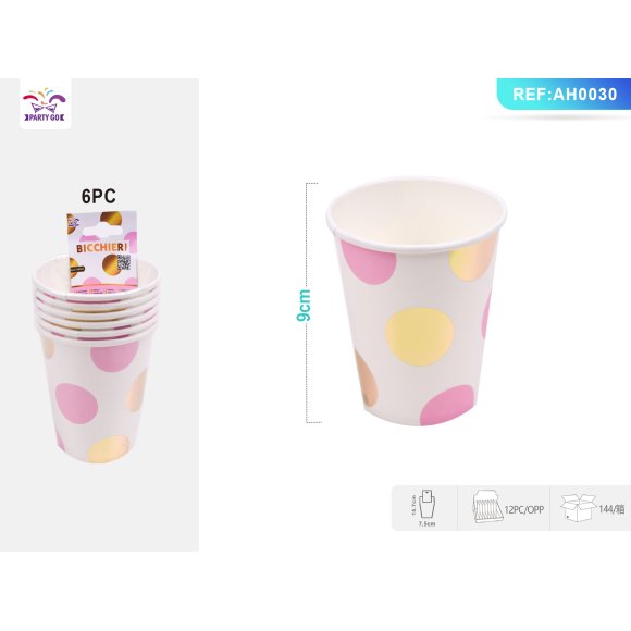 BICCHIERI DECORAZIONE PALLINE ORO E ROSA