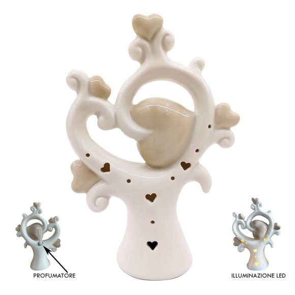 ALBERO CUORE PORTA ESSENZE CON LED - 21 CM