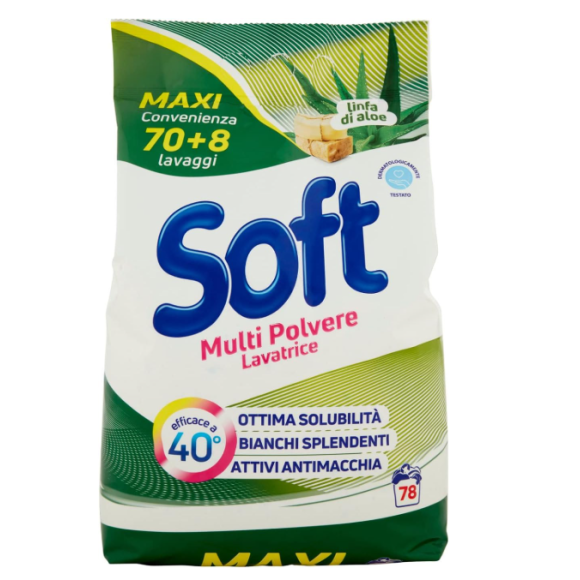 SOFT DETERSIVO LAVATRICE IN POLVERE LINFA DI ALOE - 78 LAVAGGI SOFT DETERSIVO LAVATRICE IN POLVERE LINFA DI ALOE - 78 LAVAGGI