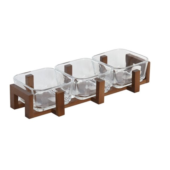 SET 3 CONTENITORI IN CRISTALLO PER APERITIVO - 32X12X6 CM