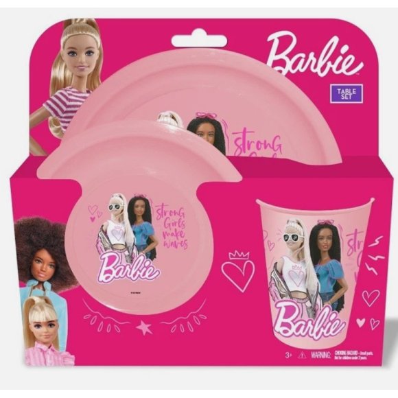 BARBIE SET PIATTI + BICCHIERE
