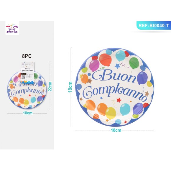PIATTI "BUON COMPLEANNO" - 18 CM