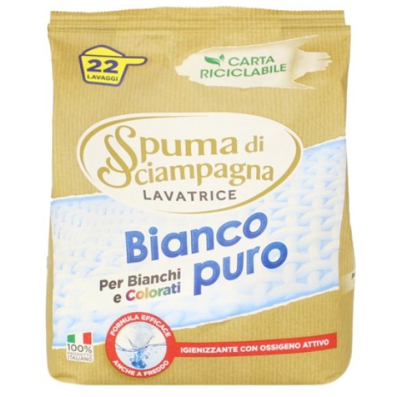 SPUMA DI SCIAMPAGNA SACCO DETERSIVO POLVERE BUCATO LAVATRICE BIANCO PURO - 990 GR 