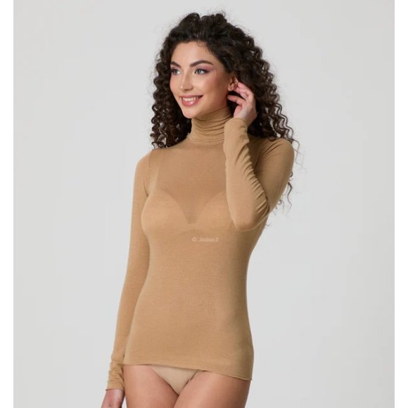 JADEA- MAGLIA DONNA DOLCEVITA MANICA LUNGA COD.4066- CAMMELLO 