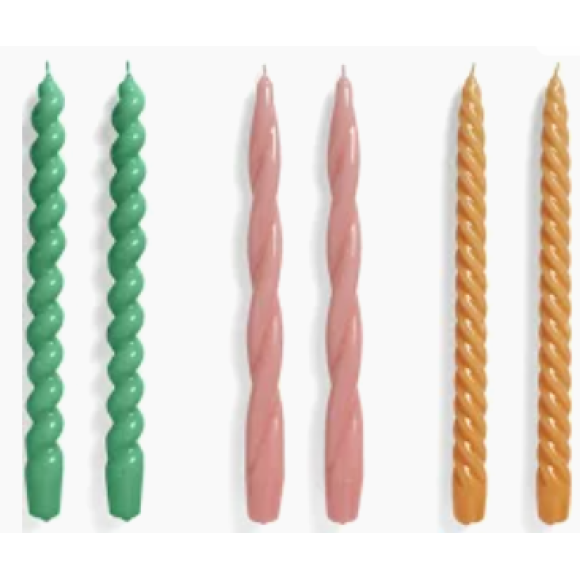 CANDELE A SPIRALE COLORATE 6PZ