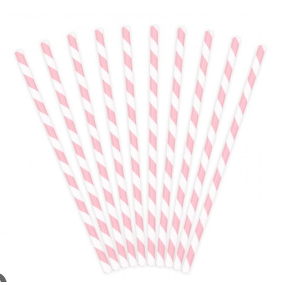 CANNUCCE CON STRISCE ROSA - 12 PEZZI