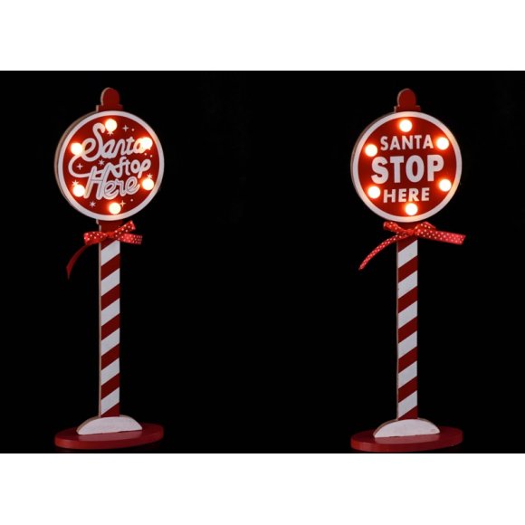 NATALE  CARTELLO IN LEGNO CON 6 LED - MODELLI ASSORITITI - 12X6 CM 