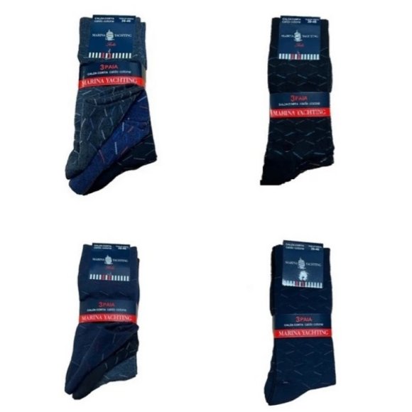 MARINA YACHTIN CALZINO UOMO CORTO ART.ME124 3 PEZZI - FANTASIE ASSORTITE  