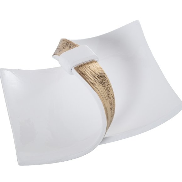 CAMACHO CENTRO TAVOLA CERAMICA 31X29X15 CM - BIANCO/ORO CAMACHO CENTRO TAVOLA CERAMICA 31X29X15 CM - BIANCO/ORO