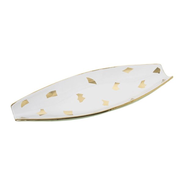 CAMACHO CENTRO TAVOLA CERAMICA 45X16X6 CM - BIANCO/ORO CAMACHO CENTRO TAVOLA CERAMICA 45X16X6 CM - BIANCO/ORO