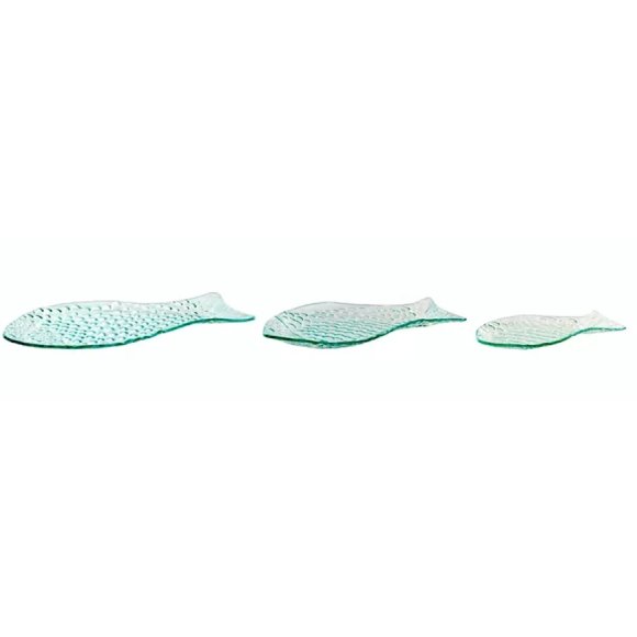 ITEM SET 3 VASSOI PESCE VETRO TRASPARENTE ITEM SET 3 VASSOI PESCE VETRO TRASPARENTE