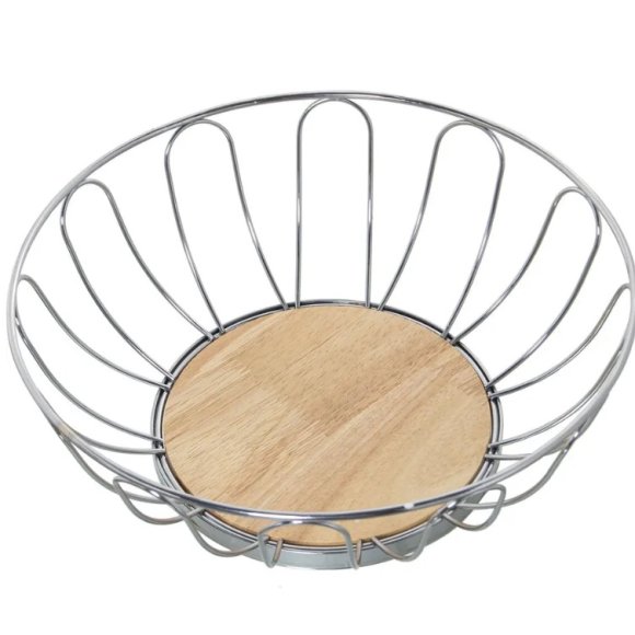 CAMACHO PORTRAFRUTTA METALLO BASE LEGNO - 28x10 CM CAMACHO PORTRAFRUTTA METALLO BASE LEGNO - 28x10 CM