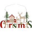 NATALE- DECORAZIONE IN LEGNO SCRITTA CHRISTMAS- COLORI ASSORTITI 25CM 