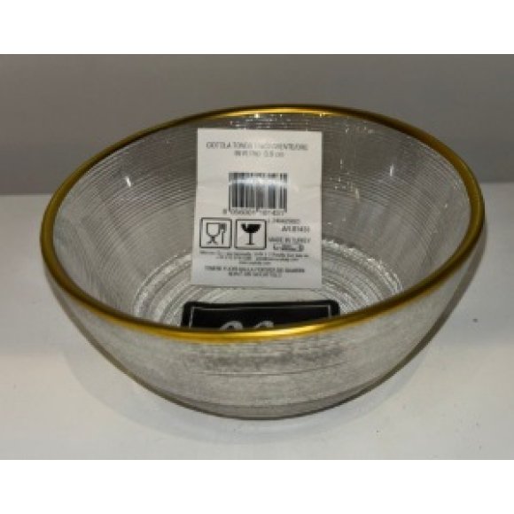 CIOTOLA TONDA TRASPARENTE/ORO IN VETRO -9 CM CIOTOLA TONDA TRASPARENTE/ORO IN VETRO -9 CM