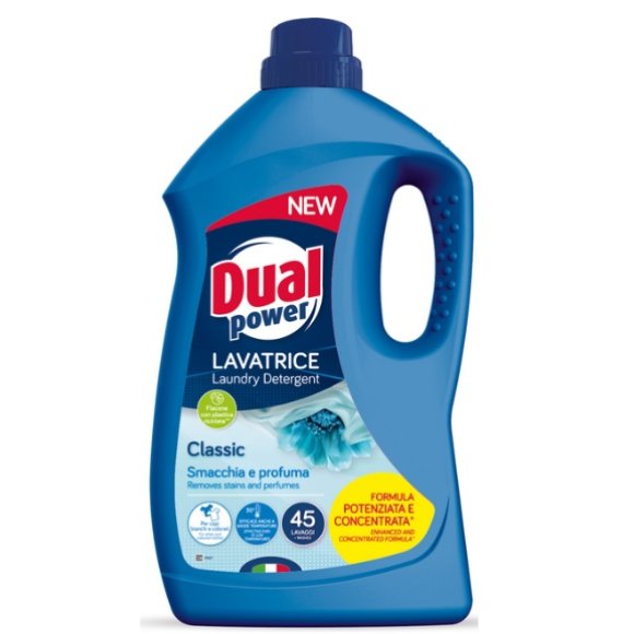 DUAL POWER DETERSIVO LAVATRICE LIQUIDO CLASSIC 45 LAVAGGI 1,8 LITRI DUAL POWER DETERSIVO LAVATRICE LIQUIDO CLASSIC 45 LAVAGGI 1,8 LITRI