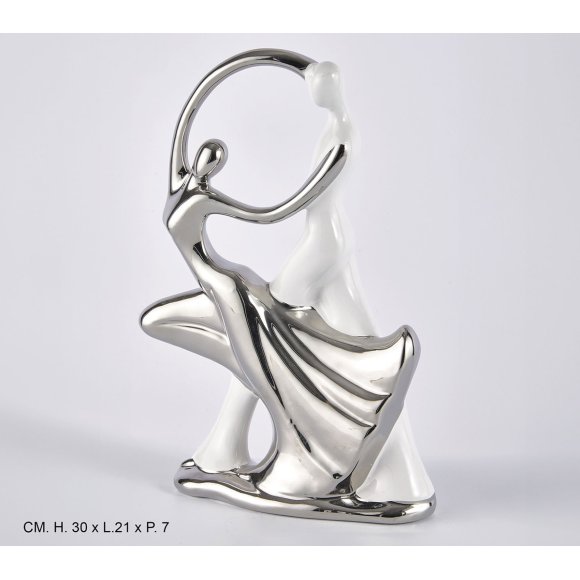 COPPIA INNAMORATI ARGENTO E BIANCO - 30 CM