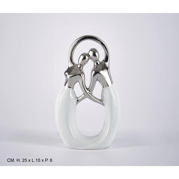 COPPIA INNAMORATI INTRECCIATI 25 CM - ARGENTO