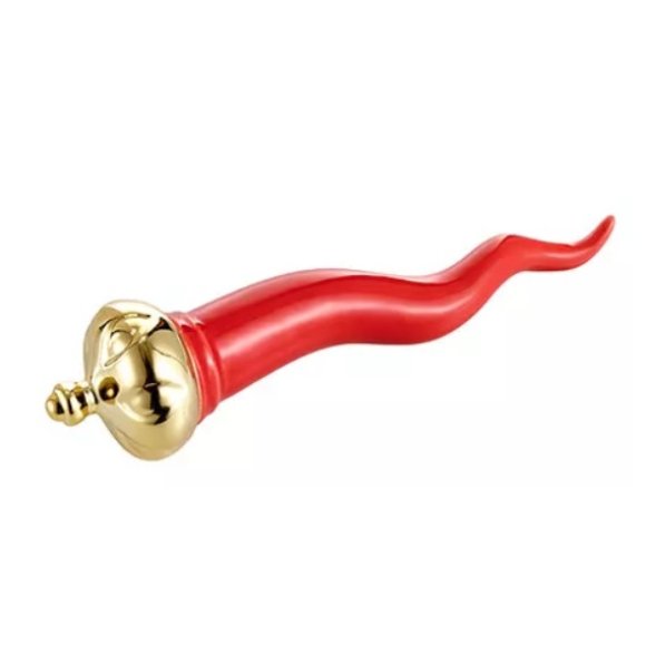 CORNO ROSSO CON CORONA IN ORO IN PORCELLANA 16CM 