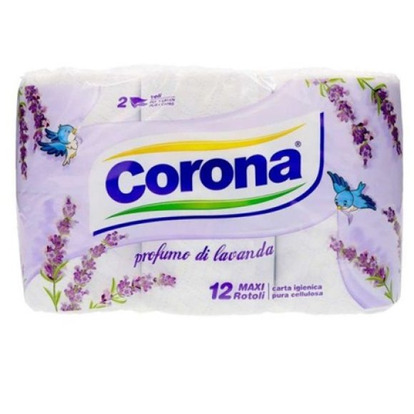 Carta Igienica Corona Profumo di Lavanda – 12 Maxi Rotoli – Pura Cellulosa