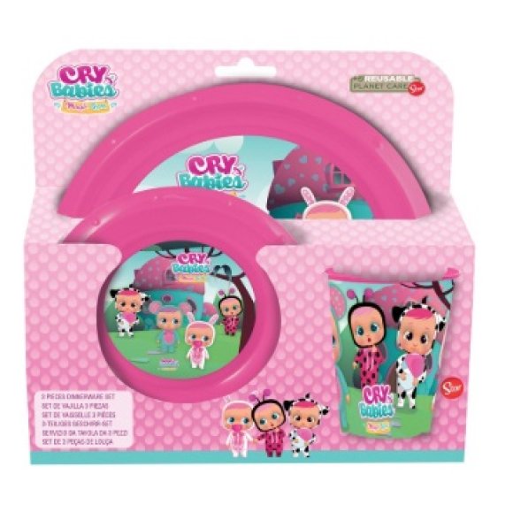 CRY BABIES SET 2 PIATTI + BICCHIERE IN PLASTICA 