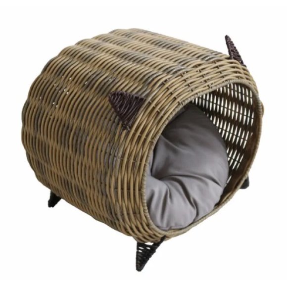 CUCCIA IN PLASTICA PER ANIMALI DOMESTICI CON CUSCINO IMPERMEABILE IN TESSUTO - 40X34X40H CM 